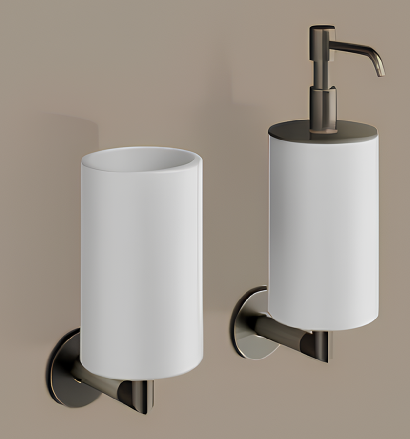 Дозатор для жидкого мыла Gessi Ingranaggio, настенный, цвет White/Matte Black - изображение 1