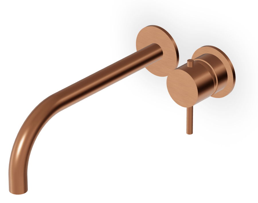 Смеситель для раковины Zucchetti Helm, настенный, на 2 отверстия, однорычажный, внешняя часть, цвет Brushed Copper PVD