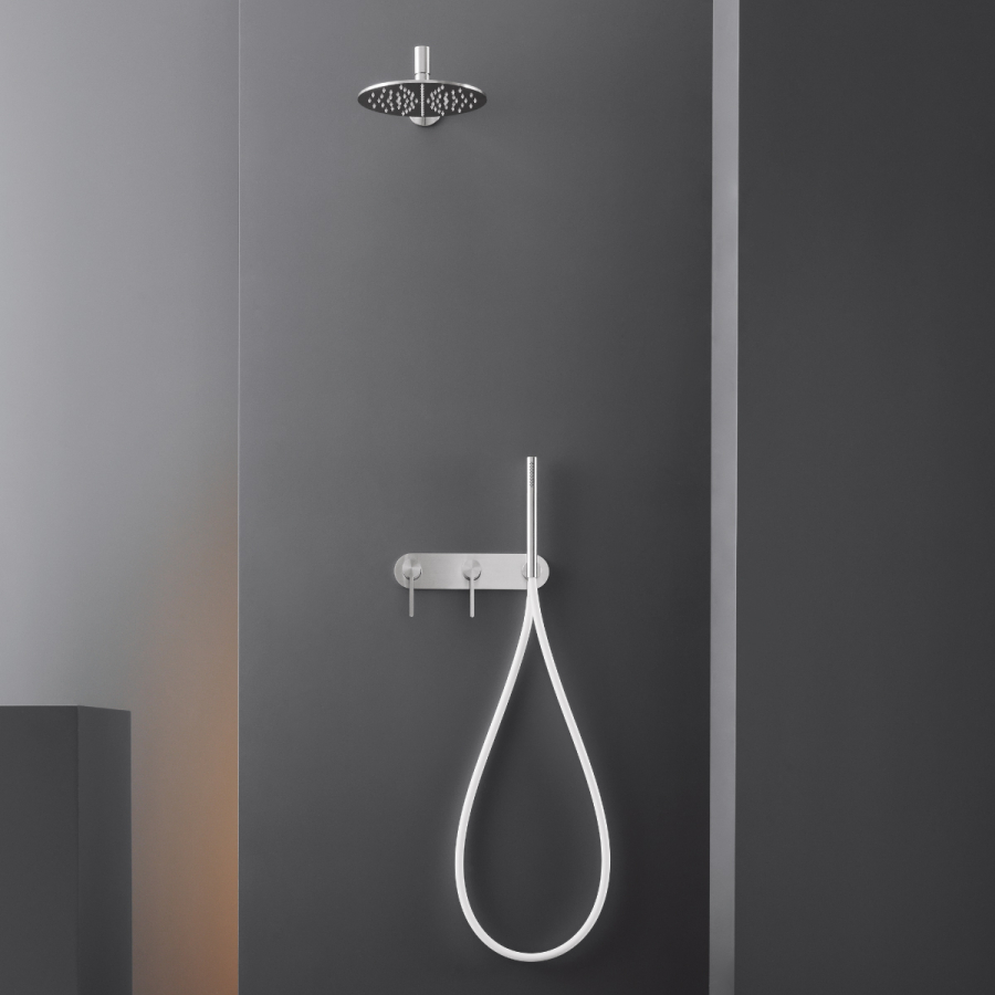 Верхний душ CeaDesign Free Ideas, регулируемая насадка, Ø 200 мм, прозрачные силиконовые насадки, регулятор давления, сталь, цвет сатинированная сталь - изображение 4