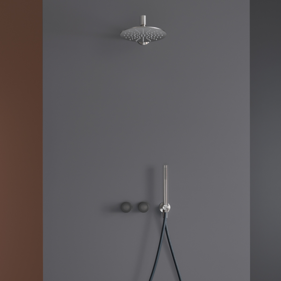Верхний душ CeaDesign Free Ideas, регулируемая насадка, Ø 200 мм, прозрачные силиконовые насадки, регулятор давления, сталь, цвет сатинированная сталь - изображение 2