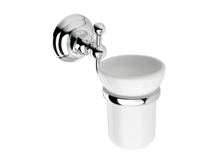 На изображении товар Стакан для зубных щёток Nicolazzi Classici, настенный с держателем, цвет белый/английское золото от официального представителя в Москве