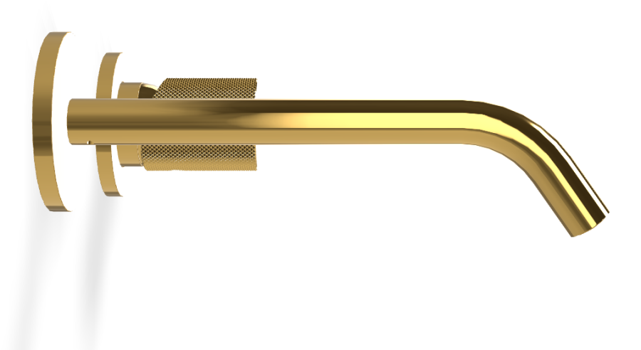 Смеситель для раковины Carlo Frattini Spillo Tech, ручка X Collection, настенный, с донным клапаном Click-Clack, излив 210 мм, внешняя часть, цвет золото - изображение 2