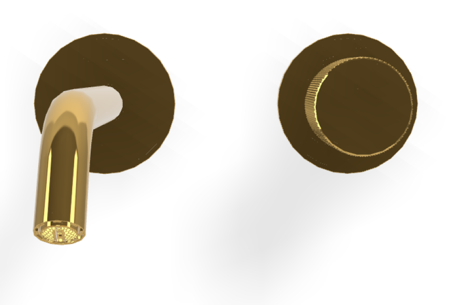 Смеситель для раковины Carlo Frattini Spillo Tech, ручка X Collection, настенный, с донным клапаном Click-Clack, излив 210 мм, внешняя часть, цвет золото - изображение 1