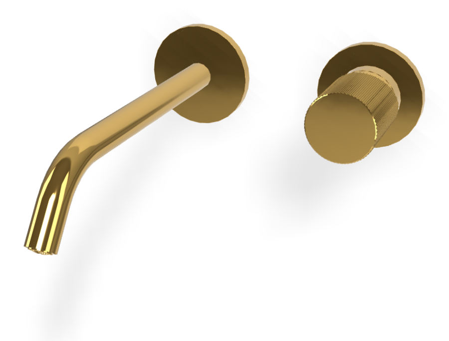 Смеситель для раковины Carlo Frattini Spillo Tech, ручка X Collection, настенный, с донным клапаном Click-Clack, излив 210 мм, внешняя часть, цвет золото