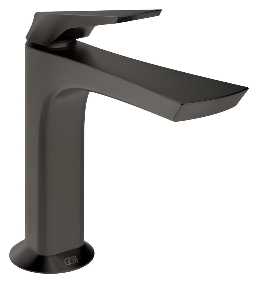 Смеситель для раковины Gessi Ventaglio, с донным клапаном и соединительными шлангами, L-176 мм, цвет чёрный металл шлифованный PVD