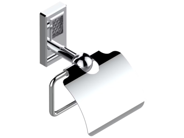 На изображении товар Бумагодержатель THG Metropolis cristal clair a manettes, настенный, c крышкой, цвет никель от официального представителя в Москве