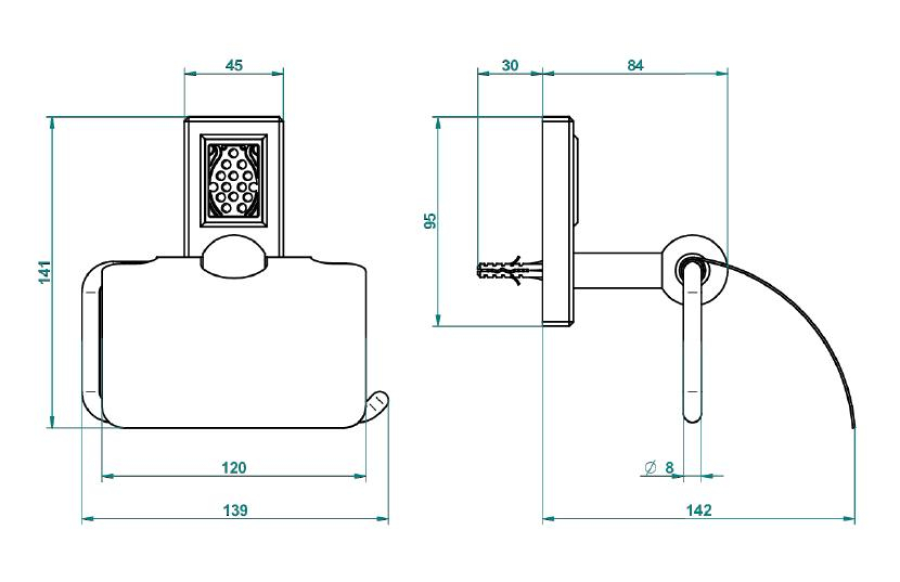 Бумагодержатель THG Metropolis cristal clair a manettes, настенный, c крышкой, цвет никель - изображение 1