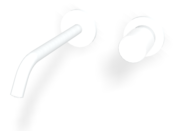 На изображении товар Смеситель для раковины Carlo Frattini Spillo Tech, ручка X Collection, настенный, с донным клапаном Click-Clack, излив 210 мм, внешняя часть, цвет белый матовый от официального представителя в Москве