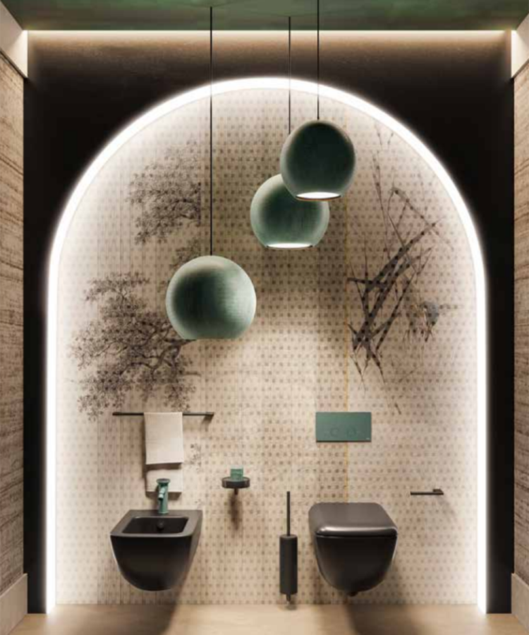 Ёршик Gessi Origini, h459 мм, настенный, цвет Matte Black - изображение 1