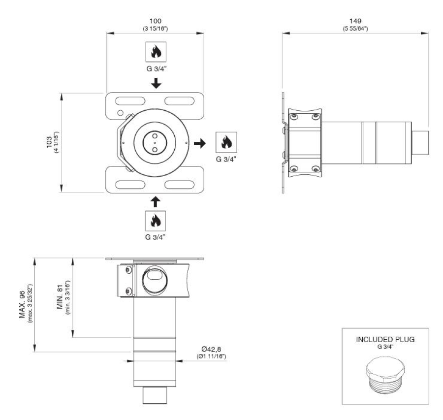 Скрытая часть CEA Design Built-in Parts, универсальная, для встраиваемого смесителя, PTR 09 - изображение 1