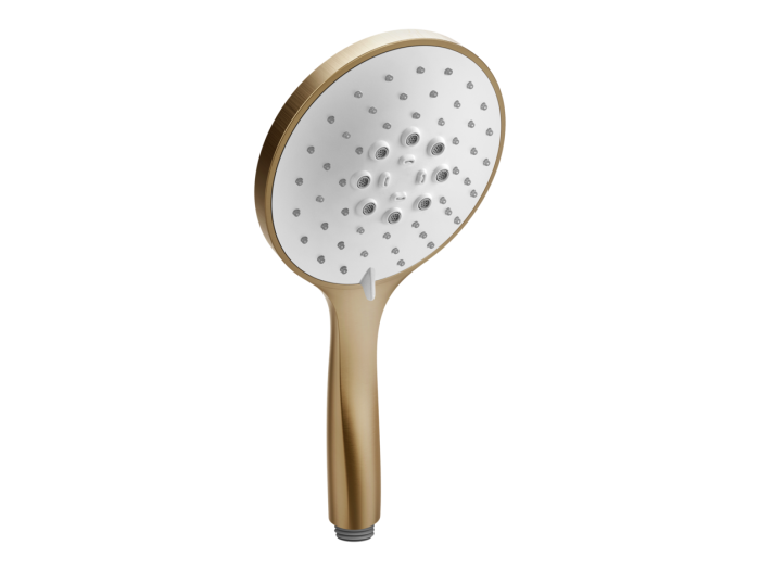 На изображении товар Ручная лейка Gessi Тechnical Accessories, Ø130 мм,  3-режимная, с белой вставкой, цвет Warm Bronze Br. PVD от официального представителя в Москве