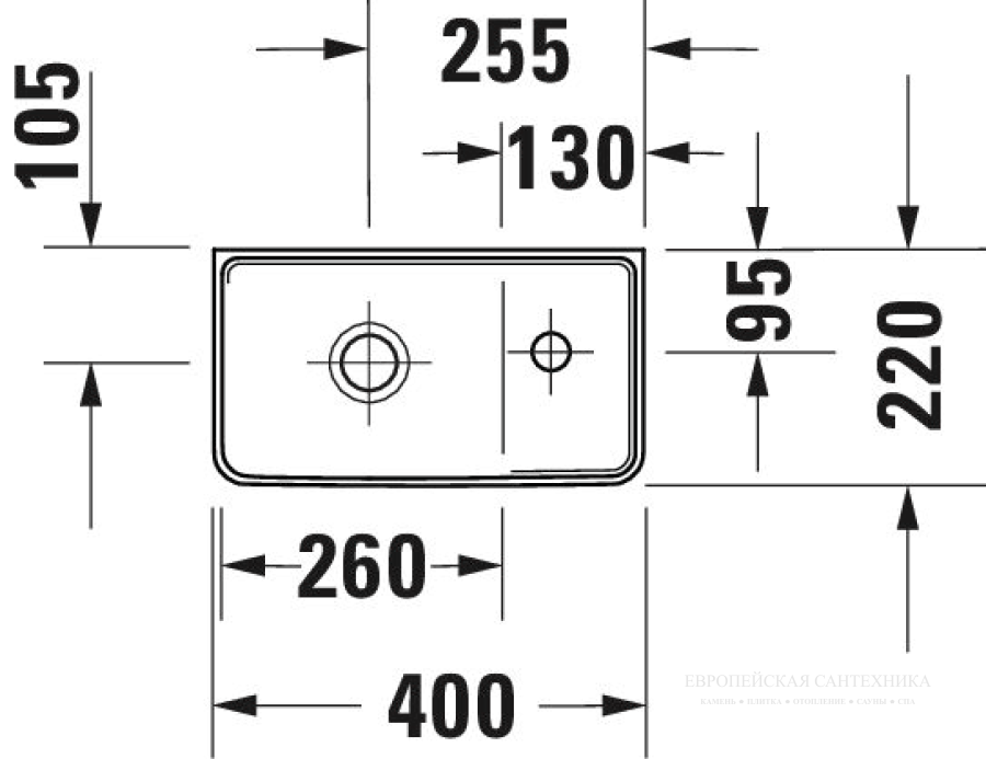 Раковина Duravit D-Neo для рук, 400x220 мм, с 1 отверстием под смеситель справа, цвет белый - изображение 5