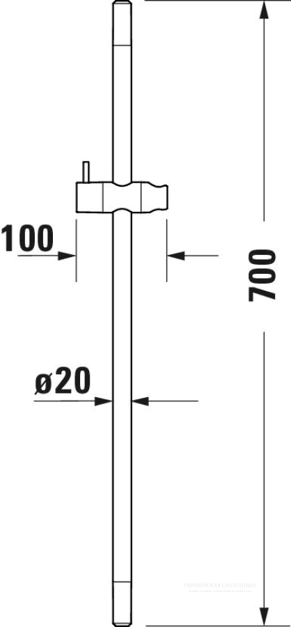 Штанга для душа Duravit Shower настенная, Ø 20хh-700 мм, латунь, цвет чёрный матовый - изображение 3