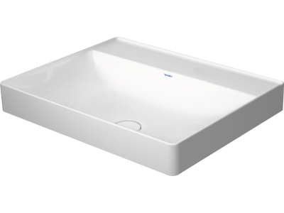 Раковина Duravit DuraSquare, шлифованный низ, 600x470 мм, без перелива, без отверстий под смеситель, цвет белый c покрытием WonderGliss