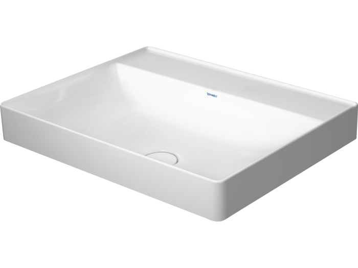 На изображении товар Раковина Duravit DuraSquare, шлифованный низ, 600x470 мм, без перелива, без отверстий под смеситель, цвет белый c покрытием WonderGliss от официального представителя в Москве