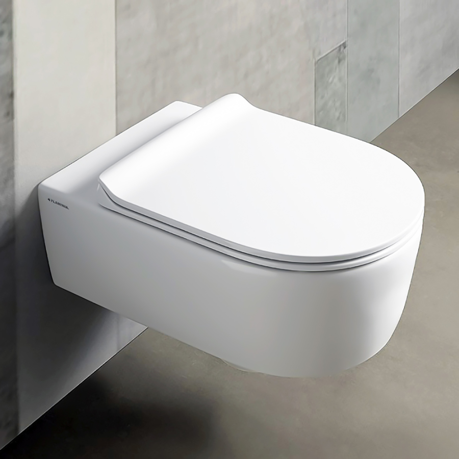 Сиденье для унитаза Flaminia Link Slim, 445х360 мм, быстросъёмное, с механизмом плавного закрывания soft-closing, цвет Carbone - изображение 1