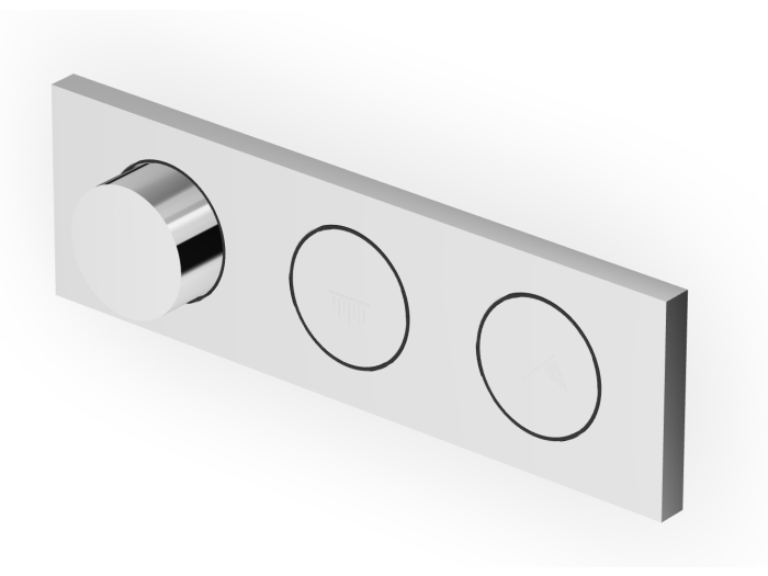 На изображении товар Термостат  Zucchetti Hoop, для душа, термостат, встраиваемый, горизонтальный/вертикальный монтаж, на 2 потребителя, внешняя часть, цвет хром от официального представителя в Москве