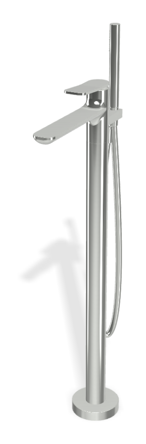 Смеситель для ванны Carlo Frattini Flo, напольный, с переключателем, ручным душем, гибким шлангом хромалюкс 1500 мм, от пола до аэратора Н-783 мм, внешняя часть, цвет хром