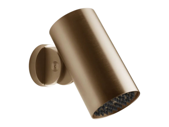 На изображении товар Верхний душ Gessi Spotwater316, поворотный, с шарниром, с функцией тропический ливень, Н-161 мм, цвет Warm Bronze Brushed PVD от официального представителя в Москве