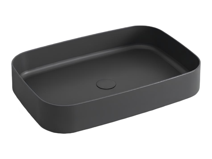 На изображении товар Раковина Cielo Shui Comfort настольная, 600x400х125 мм, прямоугольная, без отверстия для смесителя, без перелива, цвет Lavagna от официального представителя в Москве
