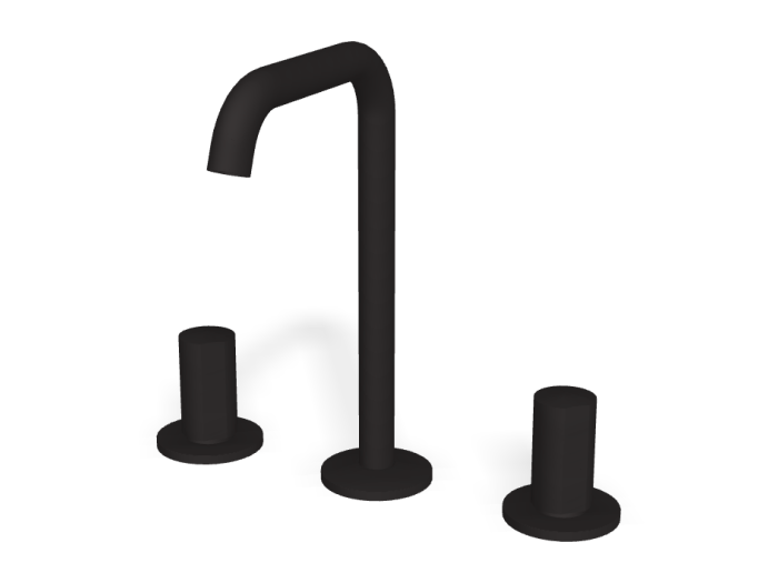 На изображении товар Смеситель для раковины Carlo Frattini SO, без ручек, с донным клапаном Click-Clack, вращающимся изливом Ø18 мм, 2 гибкими шлангами, Н-228 мм, цвет чёрный матовый от официального представителя в Москве