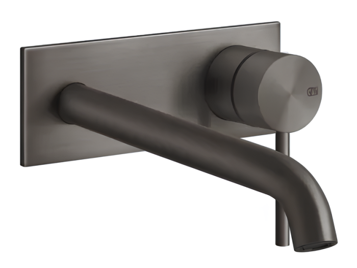 Смеситель для раковины Gessi316 Flessa, с декоративной планкой, встраиваемый, с длинным изливом, внешняя часть, цвет Black Metal Brushed PVD