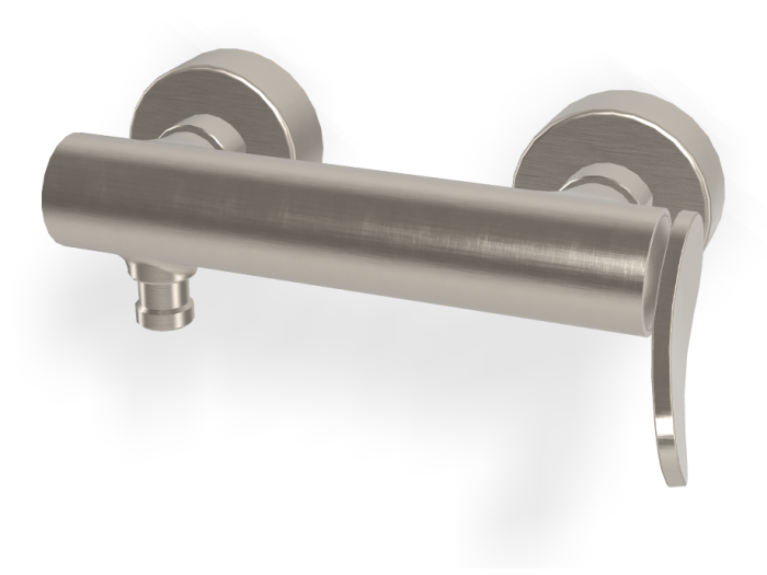 На изображении товар Смеситель для душа Carlo Frattini Flo, без ручного душа, 2 подвода воды 1/2" с эксцентриком, ширина 226 мм, цвет никель брашированный от официального представителя в Москве