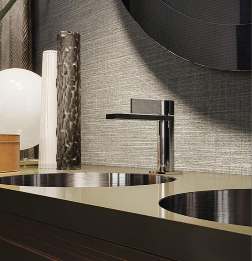 Смеситель для раковины Gessi Inverso, h178, без донного клапана, с соединительными шлангами, цвет Black Metal PVD - изображение 1