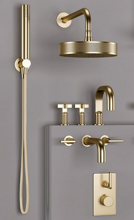 Термостат Gessi Inciso, встраиваемый, с переключателем на 2 выхода, цвет Brushed Brass PVD - изображение 6