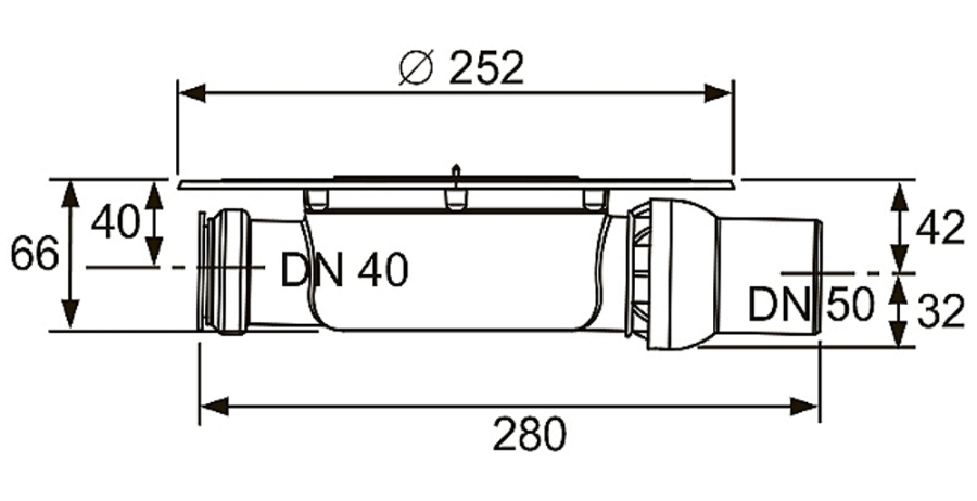 Сифон дренажный TECEdrainpoint S DN 50, низкий, с универсальным фланцем Seal System - изображение 1