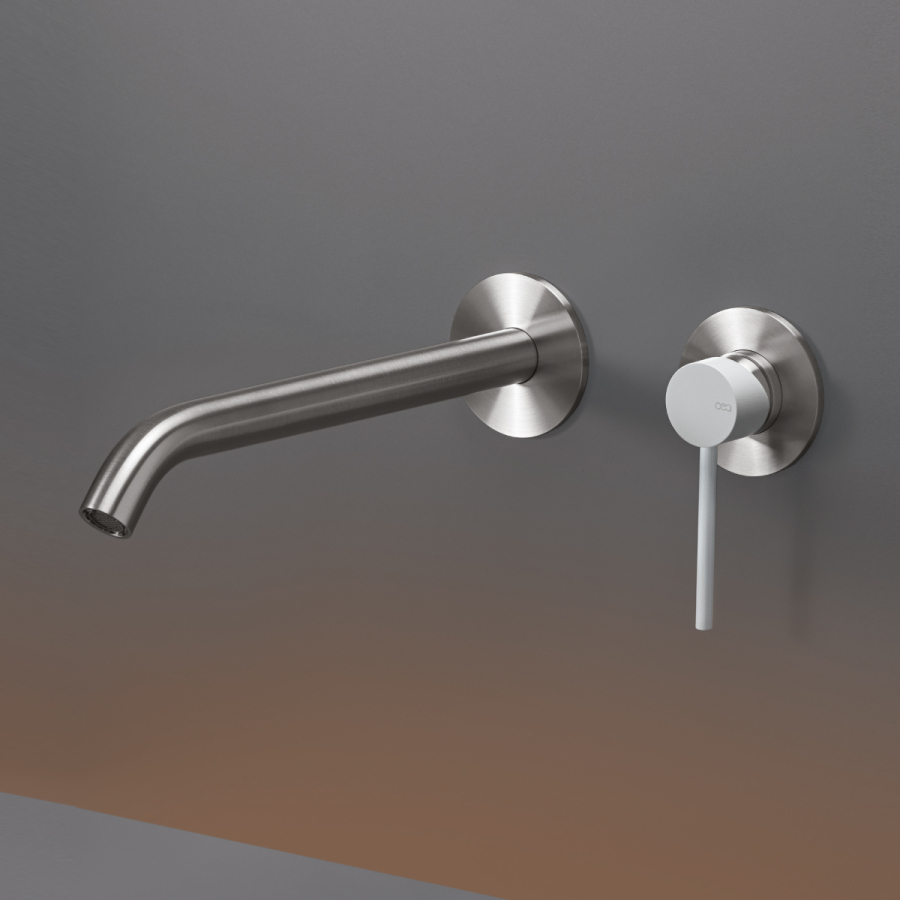 Смеситель для раковины CeaDesign Gastone, встраиваемый, настенный, на 2 отверстия, внешняя часть, цвет сатинированная сталь - изображение 1