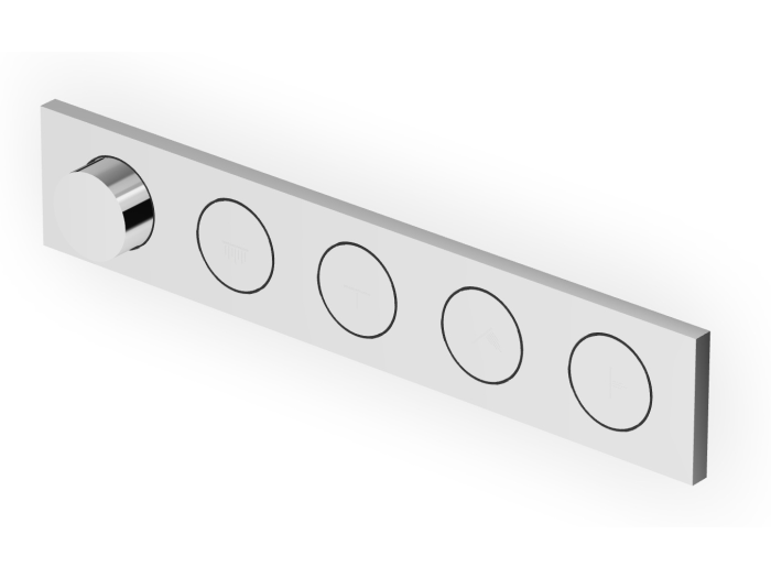 На изображении товар Термостат Zucchetti Hoop, для душа, встраиваемый, горизонтальный/вертикальный монтаж, на 4 потребителя, внешняя часть, цвет хром от официального представителя в Москве