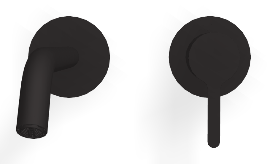 Смеситель для раковины Carlo Frattini Snap, настенный, с донным клапаном Click-Clack, аэратором, излив 200 мм, внешняя часть, цвет чёрный матовый - изображение 1