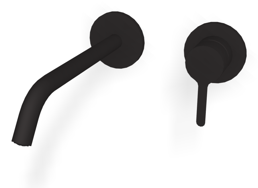 Смеситель для раковины Carlo Frattini Snap, настенный, с донным клапаном Click-Clack, аэратором, излив 200 мм, внешняя часть, цвет чёрный матовый