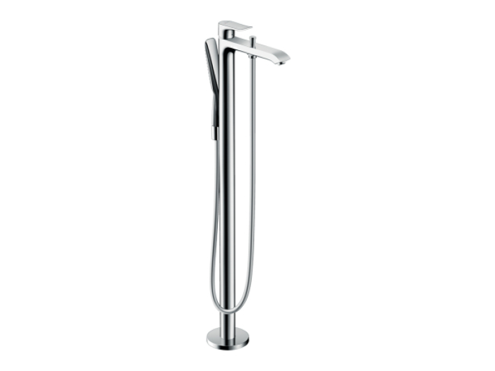 На изображении товар Смеситель для ванны Hansgrohe Metris, однорычажный, напольный, цвет хром от официального представителя в Москве