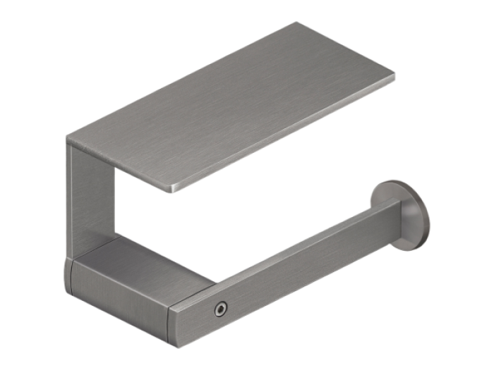 На изображении товар Бумагодержатель CeaDesign Lutezia, с многофункциональной полкой, настенный монтаж слева, сталь, цвет сатинированная сталь от официального представителя в Москве
