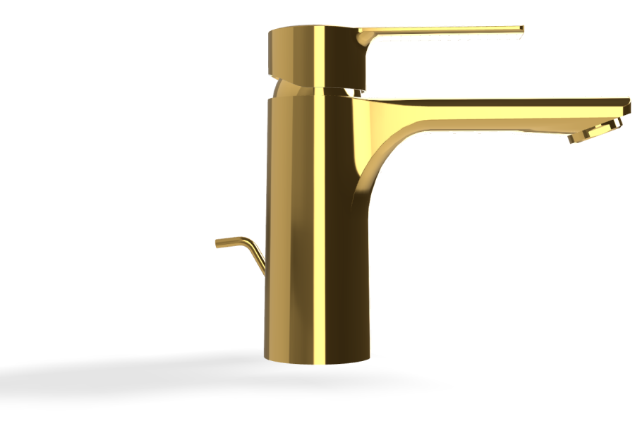 Смеситель для раковины Carlo Frattini Mast, однорычажный, с донным клапаном 1"1/4 с переливом, 2 гибкими шлангами, Н-146 мм, цвет золото - изображение 2