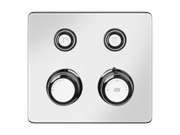 На изображении товар Термостат Gessi HI-FI, до 2-х функций одновременно, встраиваемый, настенный, цвет Chrome от официального представителя в Москве