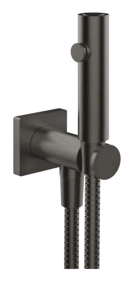 Гигиенический душ Gessi Rilievo, с лейкой, шлангом, шланговым подсоединением и держателем лейки, ширина 60 мм, цвет Black Metal Brushed PVD