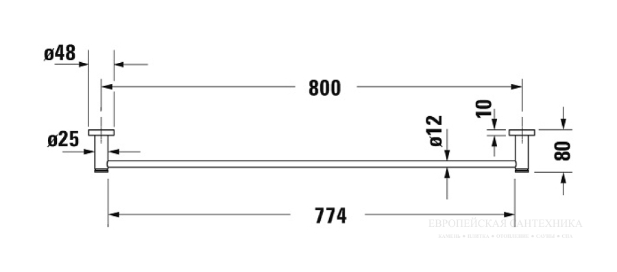 Полотенцедержатель Duravit D-Code настенный, L-845 х 80 мм, латунь, цвет хром - изображение 5