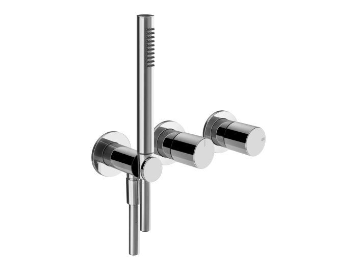 На изображении товар Смеситель для душа Gessi Habito, встраиваемый, с душевой лейкой, на 2 выхода, цвет Chrome от официального представителя в Москве