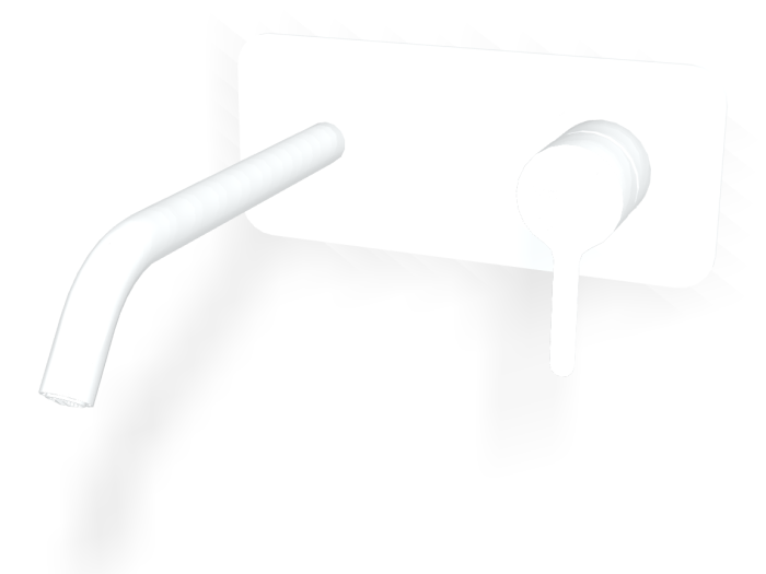 На изображении товар Смеситель для раковины Carlo Frattini Snap, настенный, однорычажный, с донным клапаном Click-Clack, излив 200 мм, внешняя часть, цвет белый матовый от официального представителя в Москве