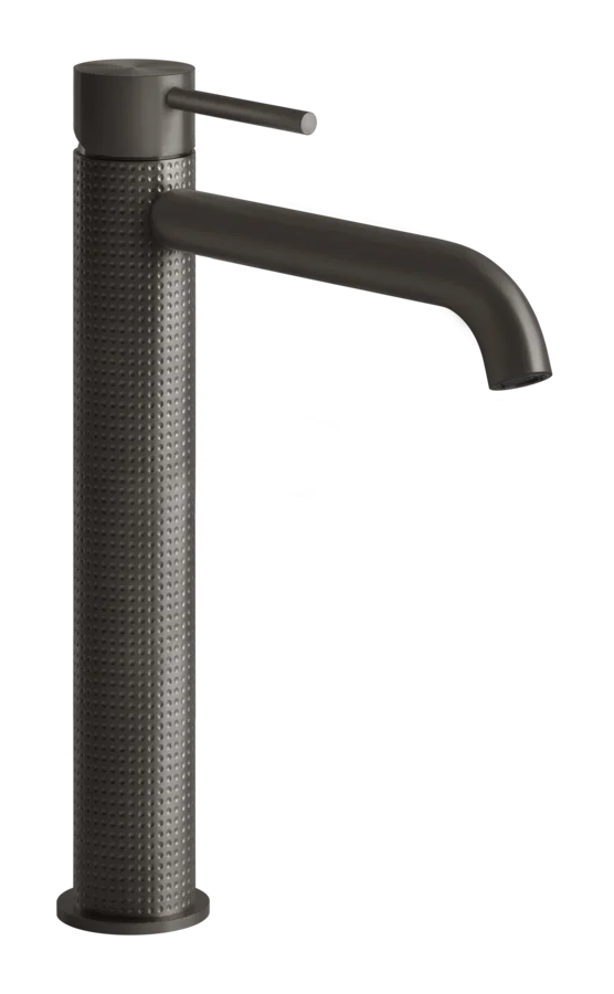 Cмеситель для раковины Gessi316, высокий, c длинным изливом, без донного клапана, цвет Black Metal Brushed PVD
