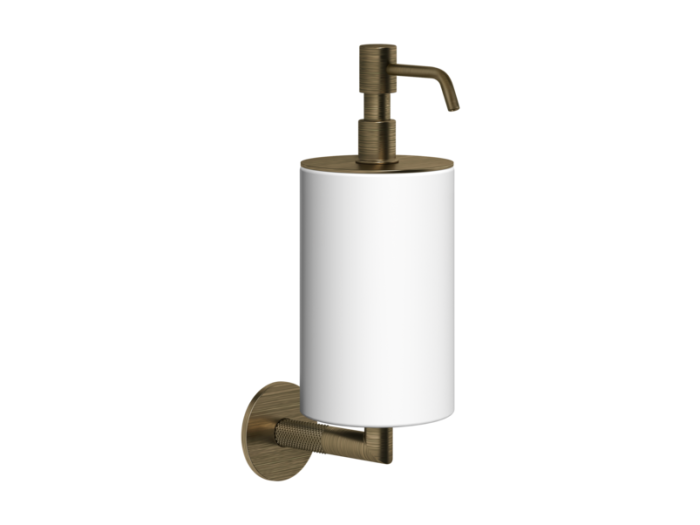 На изображении товар Дозатор Gessi Anello Accessories, настенный, цвет White/Antique Brass от официального представителя в Москве