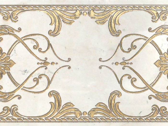 На изображении товар Akros Venezia Камень Luxurious Clio border Biancone Gold DIM 19.8X40X1 от официального представителя в Москве