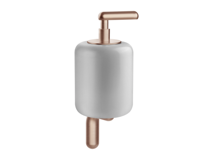 На изображении товар Дозатор Gessi Goccia, настенный, цвет White/Copper Brushed GHRC от официального представителя в Москве