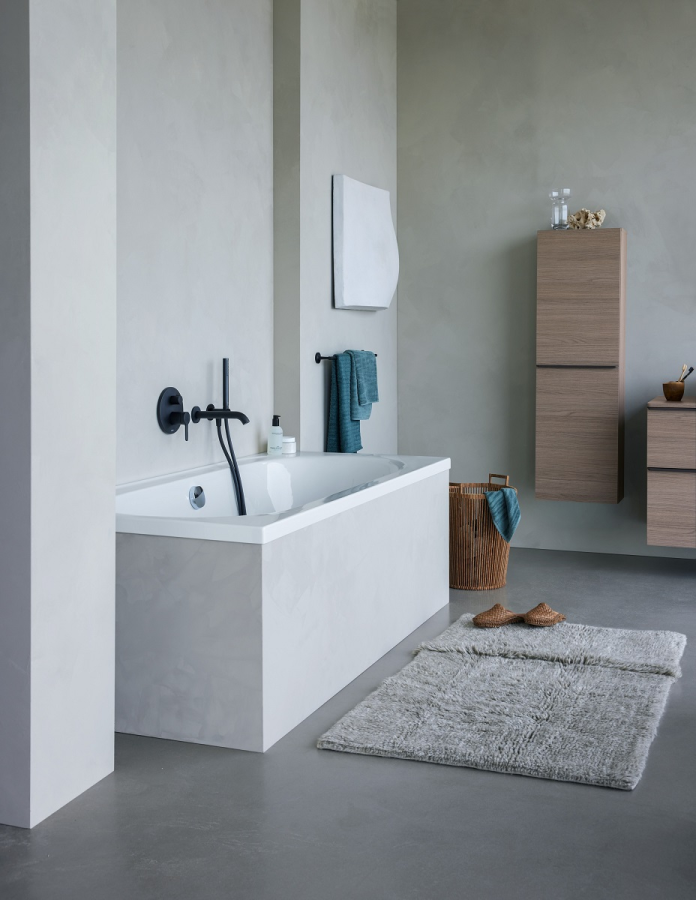 Смеситель для ванны Duravit C.1 скрытого монтажа, круглая розетка, внешняя часть, цвет чёрный матовый - изображение 1