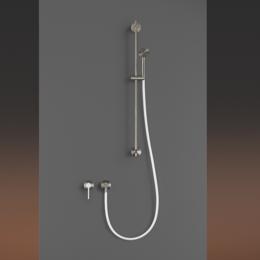 Душ ручной CeaDesign Free Ideas, с настенным держателем и подключением к воде, Ø 65 мм, шланг в цвете White, внешняя часть, сталь, цвет сатинированная сталь - изображение 2