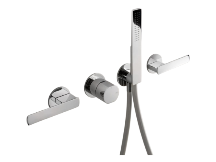На изображении товар Смеситель для душа CEA Design Ayla, встраиваемый, с термостатом, 2 запорных вентиля, с ручным душем, внешняя часть, цвет нержавеющая сталь от официального представителя в Москве