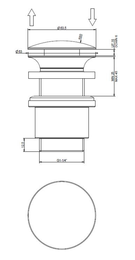 Донный клапан Gessi, автоматический, для раковины без перелива, крышка Ø63 мм, цвет Aged Bronze - изображение 1